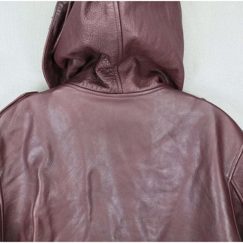 True Religion‎ Mens Leather Parka Military Coat Bomber Jacket Size XL Purple